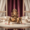 Brass Ganesh Idol Virajman On Sinhasan (4 Inch)