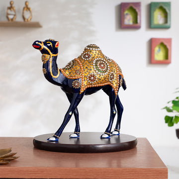 Graceful Meenakari Camel Decor Statue for Home (8 Inch)