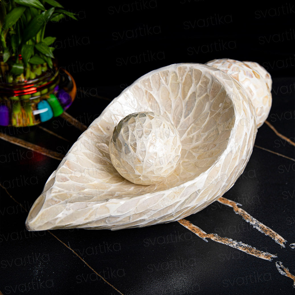 marble shankh for home