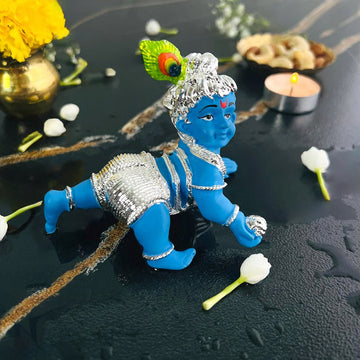 Crawling Laddu Gopal Murti - Silver Plated (3.5 Inch)