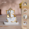 White & Gold Mukut Ganesh murti