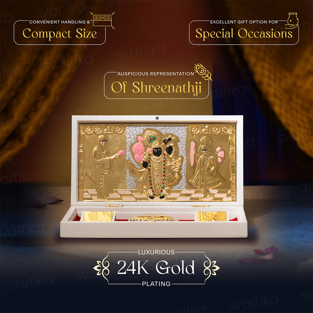 Svastika Shreenathji Pocket Temple - Gold Coated