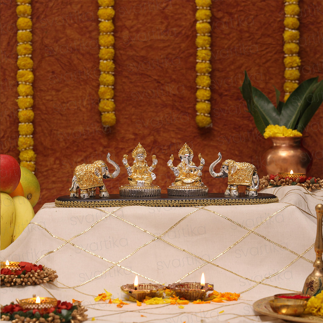 lakshmi ganesha with elephant idol set