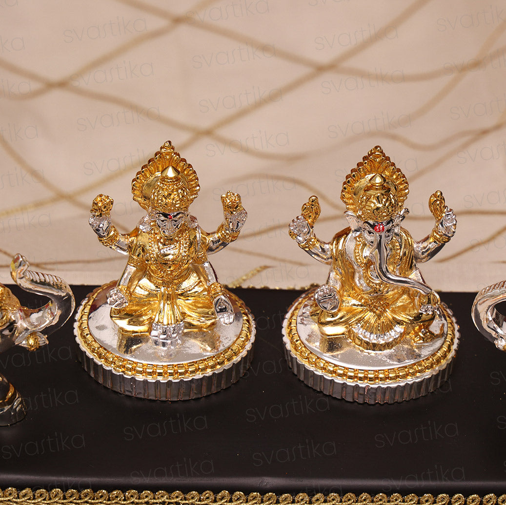 lakshmi ganesh murti with elephants for pooja room