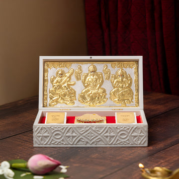Svastika Ganesh Lakshmi Saraswati Pocket Temple - Gold Coated (Big)