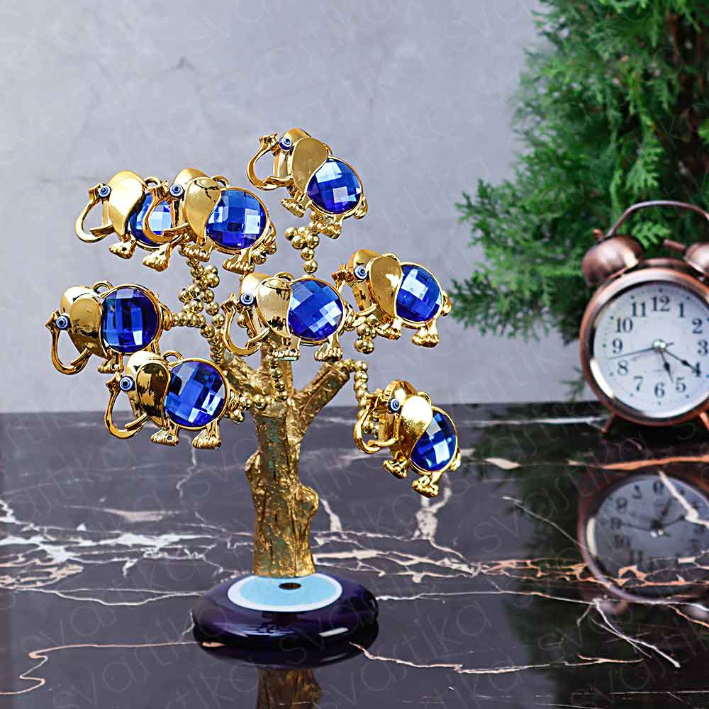 Golden Elephant Evil Eye Desktop Ornament
