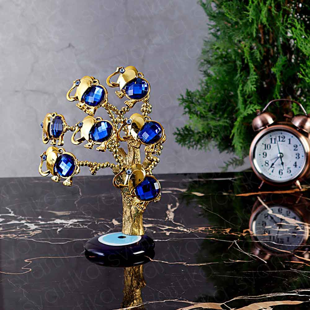 Golden Elephant Evil Eye Desktop Ornament