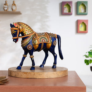 Meenakari Horse Statue for Home (7 Inch)