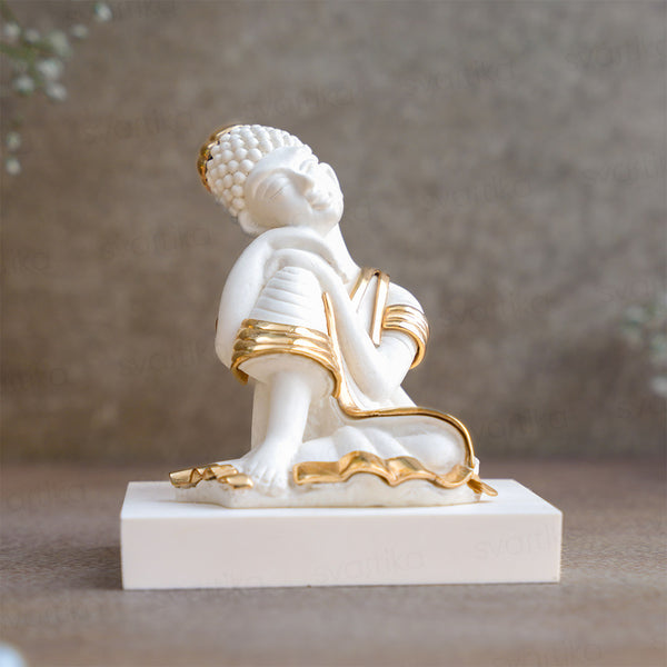 Exquisite White & Gold Lord Buddha Statue 4 Inch