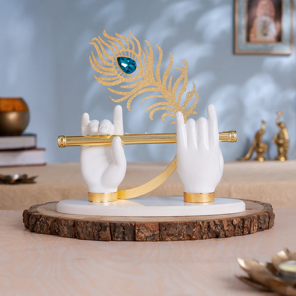 Lord Krishna's Divine Hands Idol - Gold Plated (9 Inch)