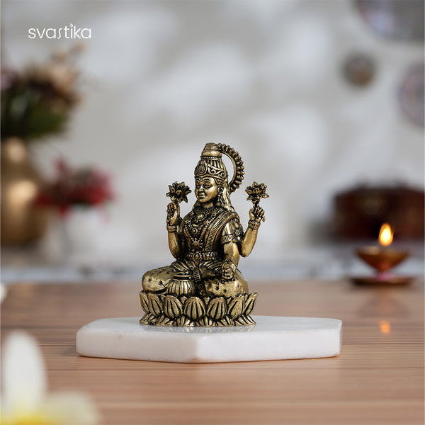 Brass Lakshmi statue Sitting on Lotus