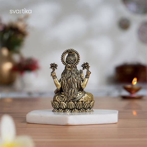 Brass Lakshmi Idol Sitting on Lotus