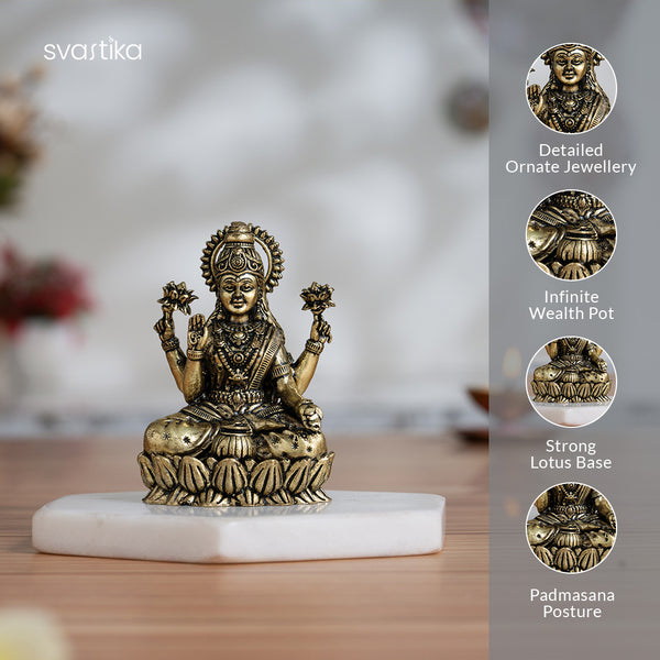 Brass laxmi Idol Sitting on Lotus