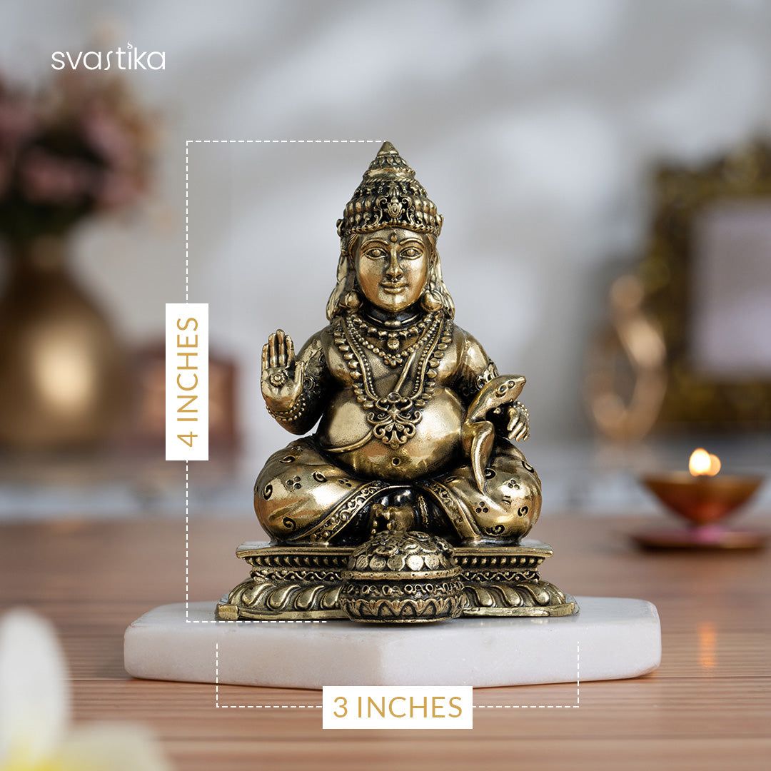 Lord Kubera Statue with Mongoose