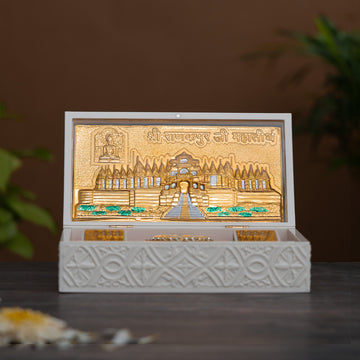 Svastika Mahaveer Jain Pocket Temple - Gold & Silver Plated (Big)