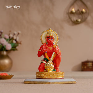 Sinduri Hanuman Murti - Gold Plated (6 Inch)