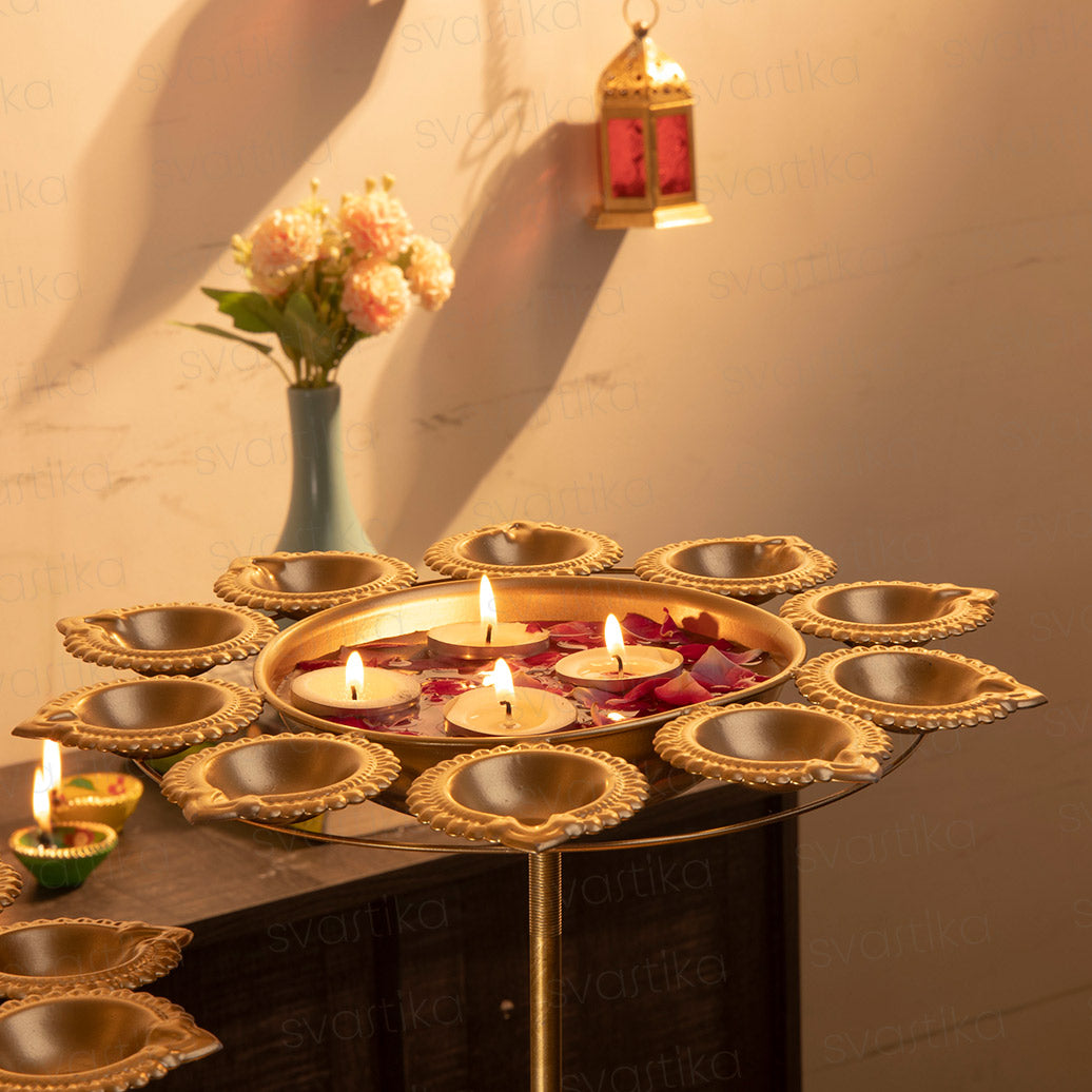 10 diya urli with stand