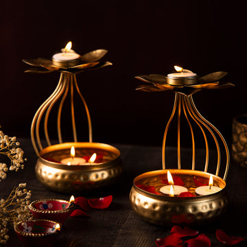 Urli Bowl with Flower Candle Holder (Set of 2)