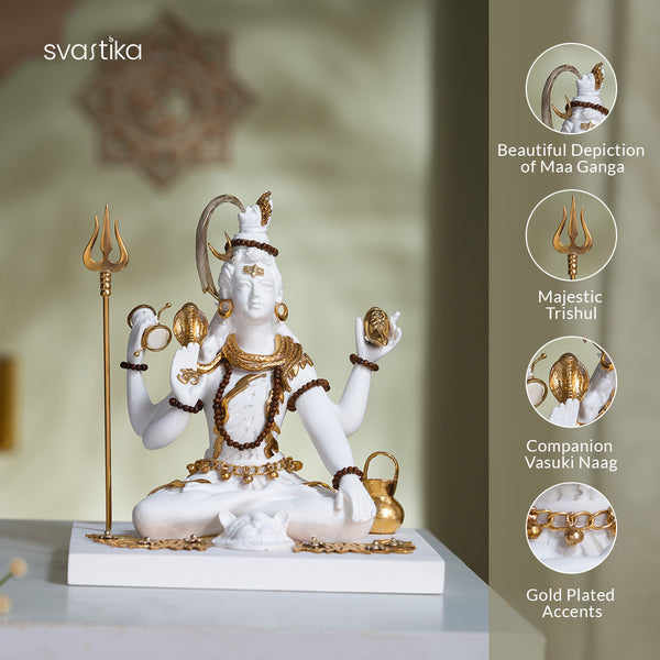 White & Gold Plated Shiva murti With Trishul