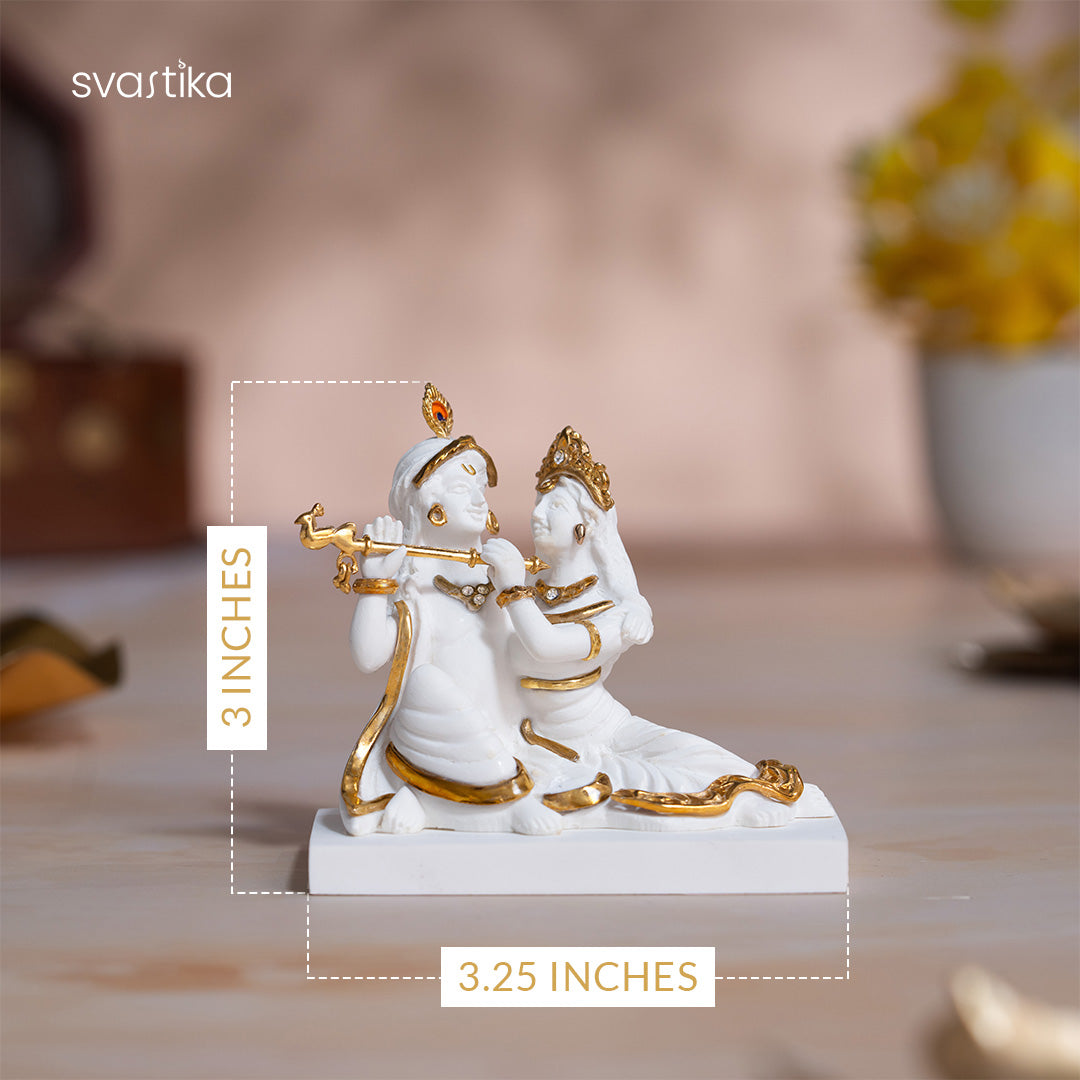 White & Gold  Radha Krishna idol