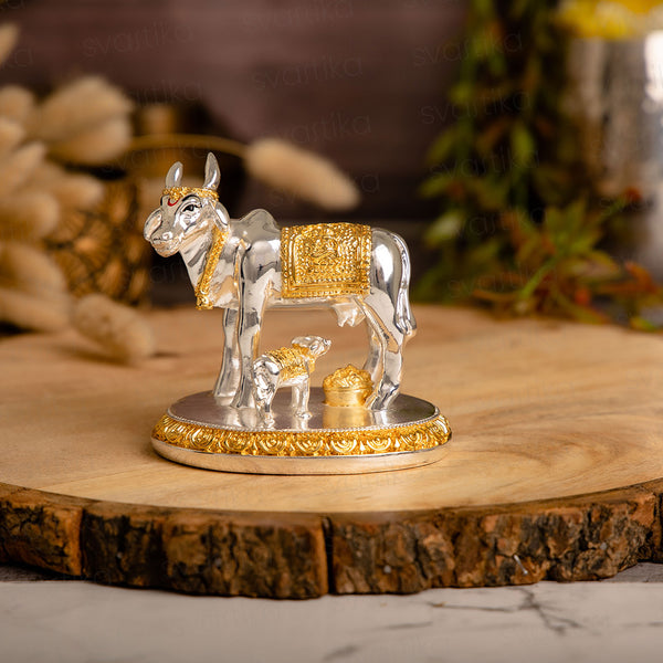 Wish granting kamdhenu with calf murti