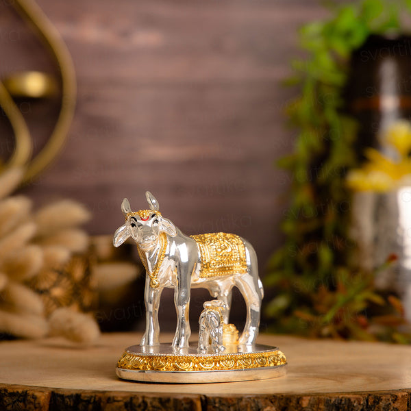 Kamdhenu with calf idol for home
