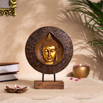 Wooden Buddha Statue For Home Decor With Base (12 Inch)