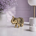 Brass Elephant Statue with Lakshmi & Ganesha (4.75 Inch)