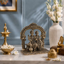 Brass Lakshmi Narayan Murti Seated Under Carved Arch (5 Inch)