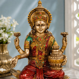 Goddess Lakshmi antique idol 7 inch front close-up hero image