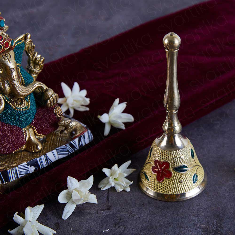 gold plated floral design ghanti