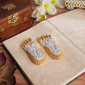 Maa Lakshmi's Charan Paduka - Gold & Silver Plated (3 Inch)