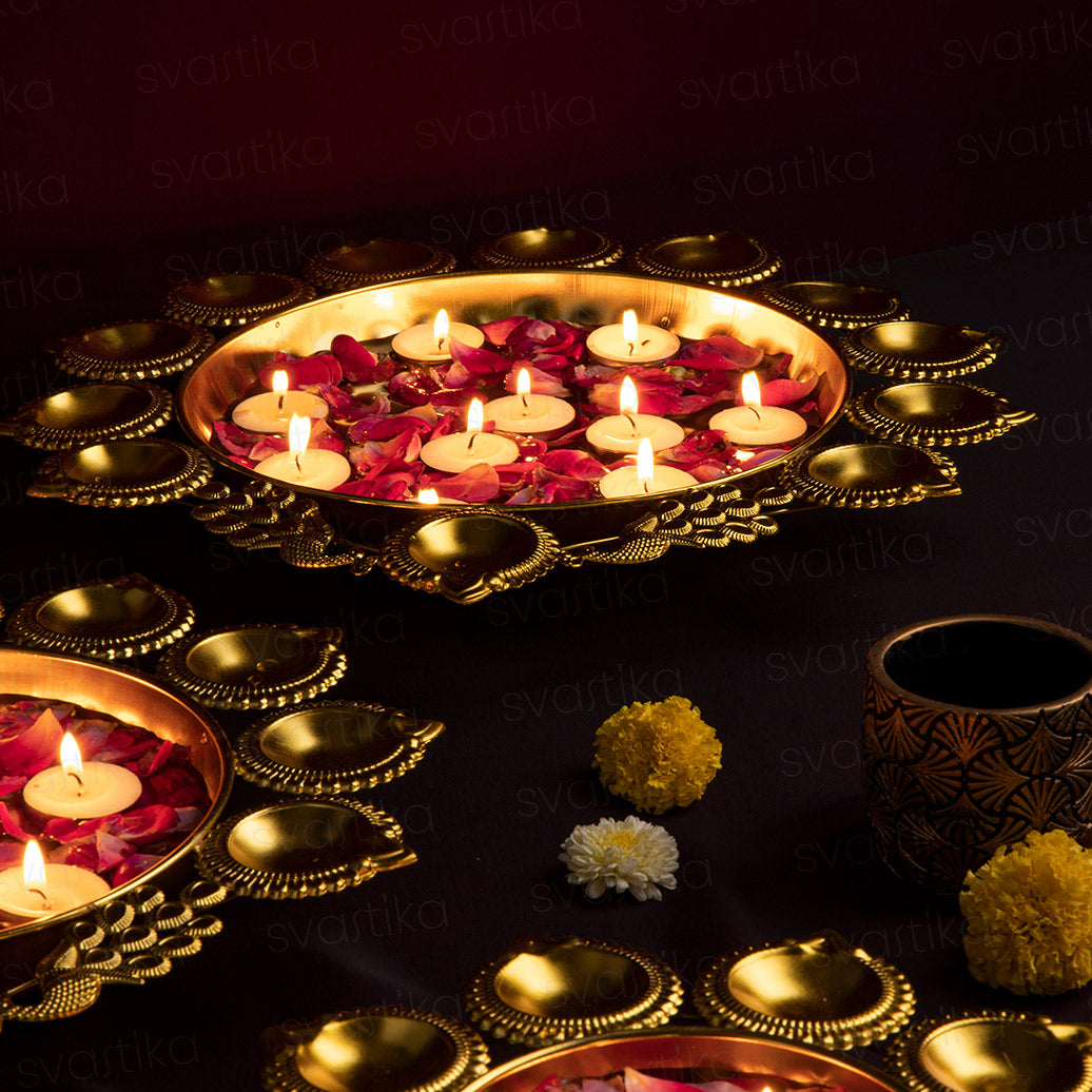 Brass urli with diya