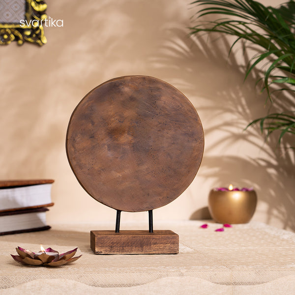 round Wooden Buddha Statue For Home Decor With Base