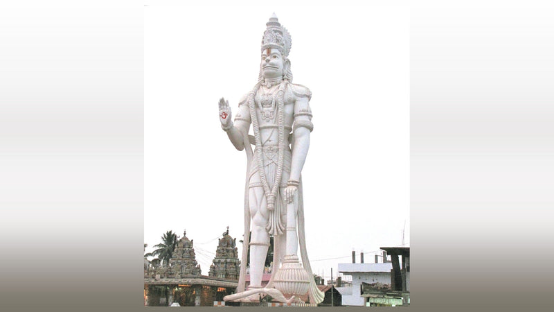 The 135 ft Veera Abhaya Anjaneya Hanuman Swami statue at Paritala, Krishna district, Andhra Pradesh, one of the ten biggest Hanuman statues in India