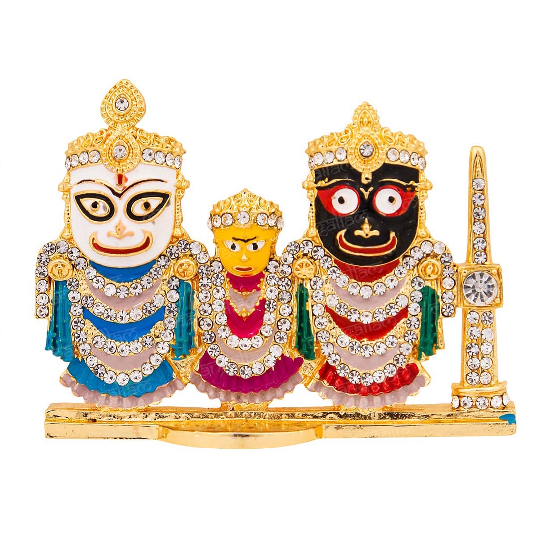 Brass Jagannath Idol for Temple, Office Desk or Car Dashboard (3 Inches)
