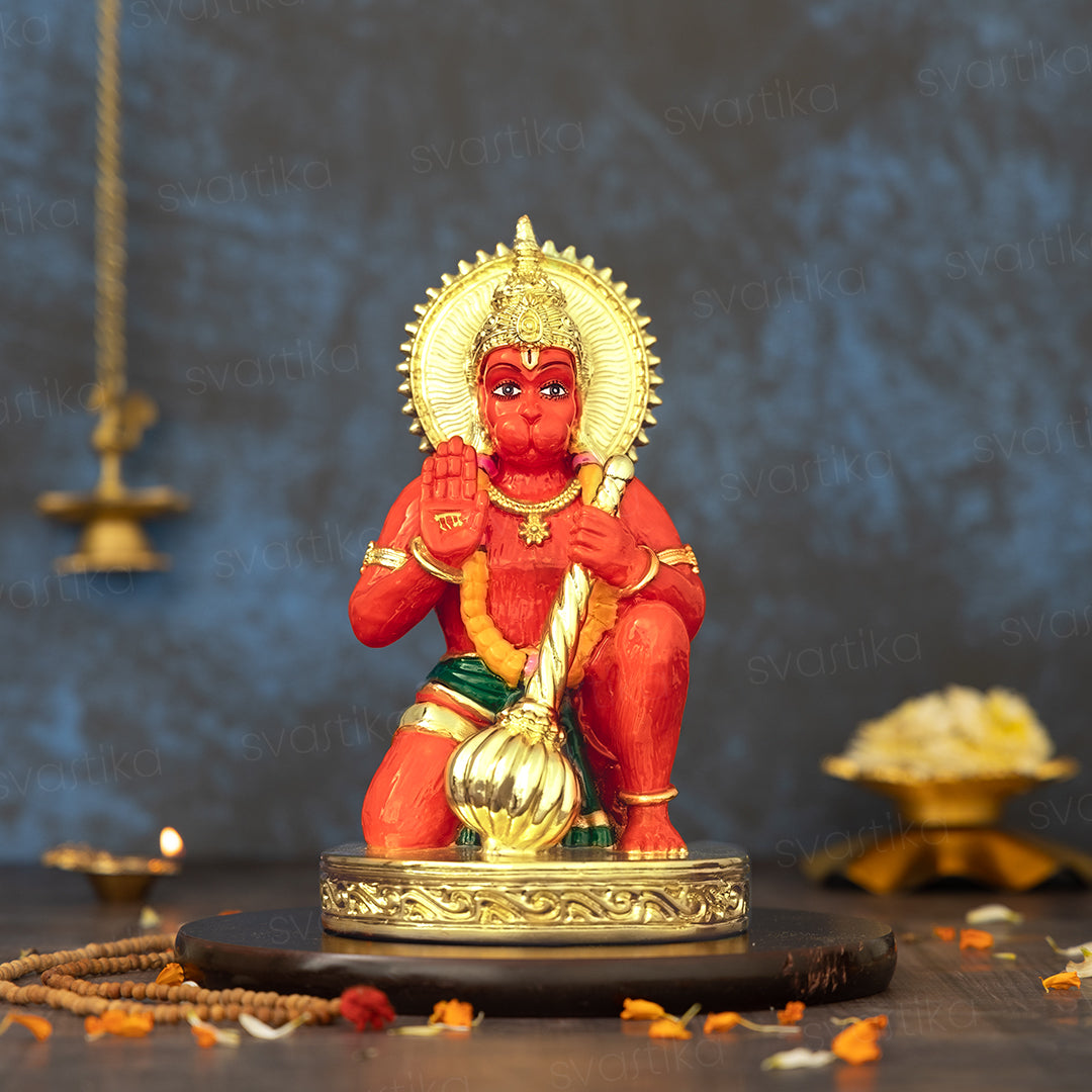 Sinduri Hanuman Murti - Gold Plated (9 Inch)