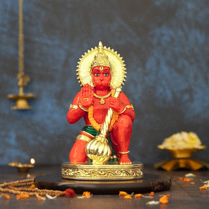 Sinduri Hanuman Murti - Gold Plated (6 Inch)