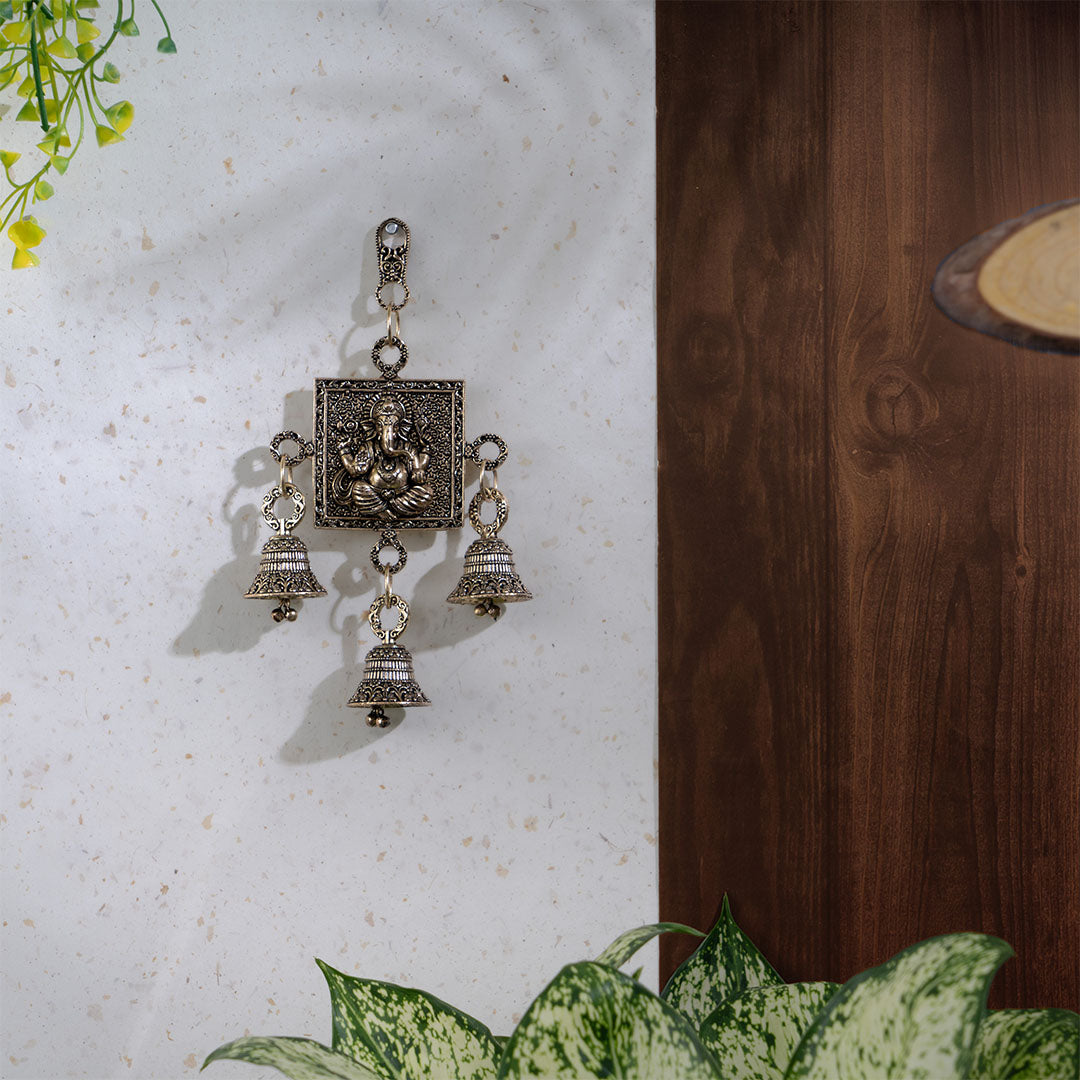 Brass Lord Ganesha Wall Hanging with Bells