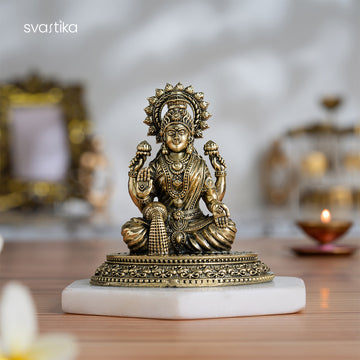 Brass 4 Armed Lakshmi Idol (4 Inch)