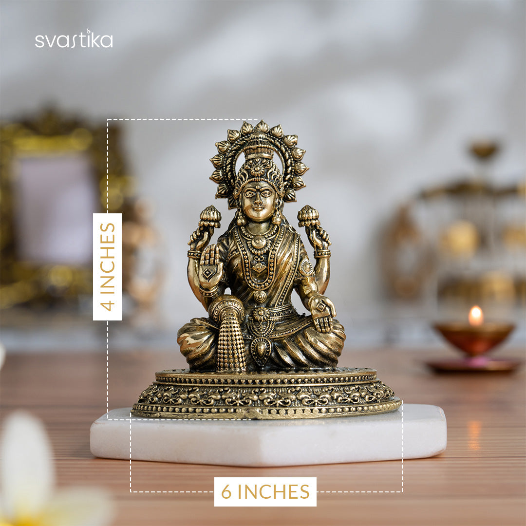 Brass 4 Armed Lakshmi Idol (4 Inch)