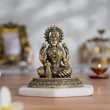Brass 4 Armed Lakshmi Idol (4 Inch)