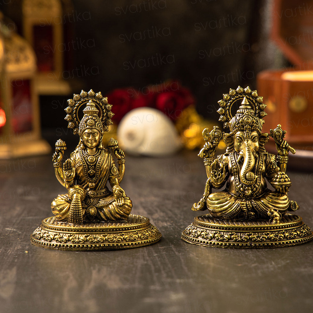 ganesha lakshmi brass murti for home mandir 