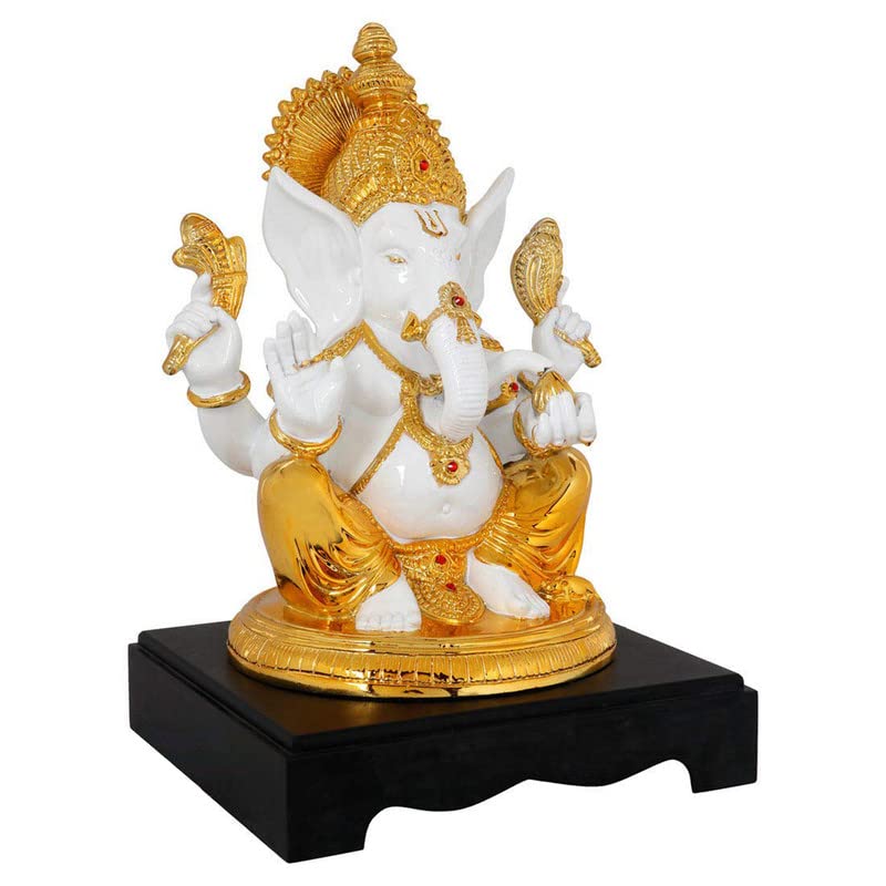Lord Ganesha Idol with Wooden Base for Home Decor | Temple | Gifting (12 Inch)