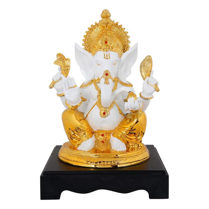 Lord Ganesha Idol with Wooden Base for Home Decor | Temple | Gifting (12 Inch)
