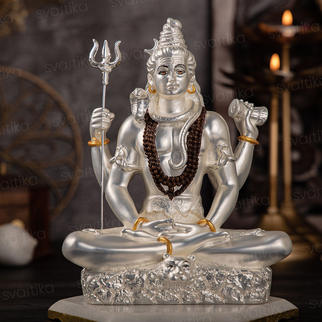 Svastika Lord Shiv Murti (999 Silver Plated)
