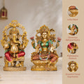 Ganesh Lakshmi Murti With Antique Finish Pair 