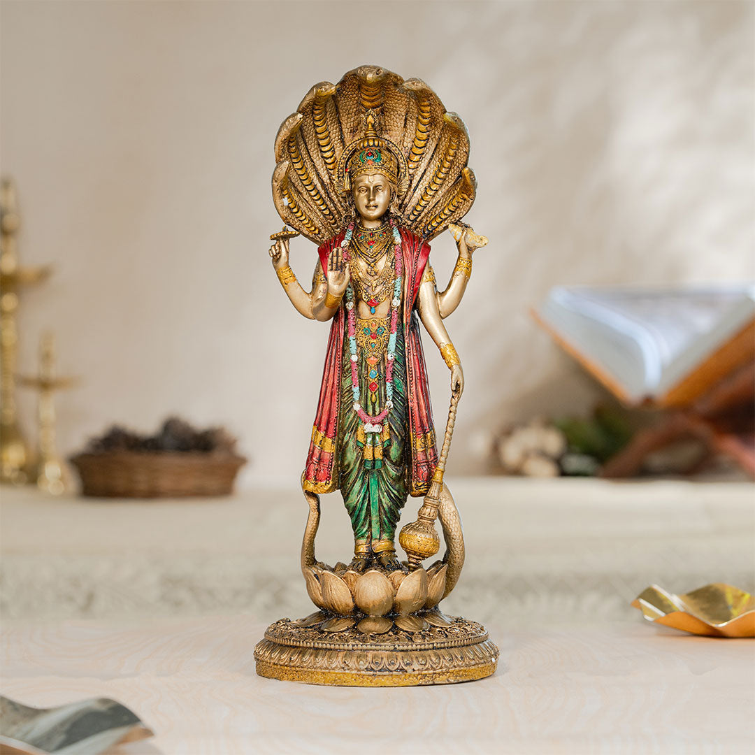 Lord Vishnu Standing Antique Idol (12 Inch)