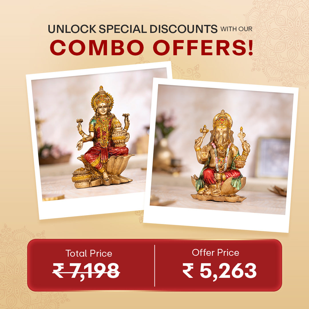 Ganesh Lakshmi With Antique Murti Pair (7 Inch)