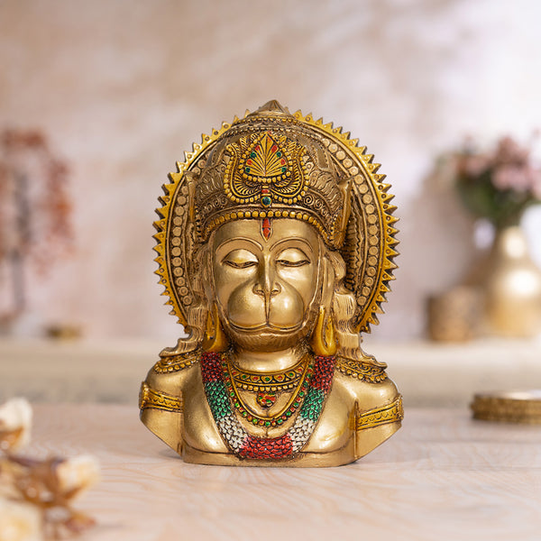 Meditating Lord Hanuman Antique Idol (8 Inch)